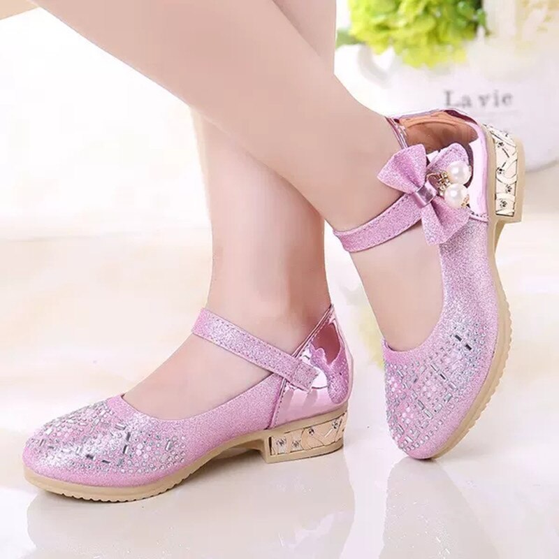 Lente Herfst Meisjes Schoenen Kids Schoenen Vlinder-knoop Strass Prinses Schoenen Voor Wedding party Student uitvoeren dans Schoenen Kids