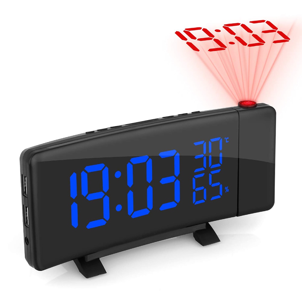 Dimmable FM Radios Desktop Digital Projection Temperature Display Snooze Function Sleep Timer Led USB Charging Alarm Clock