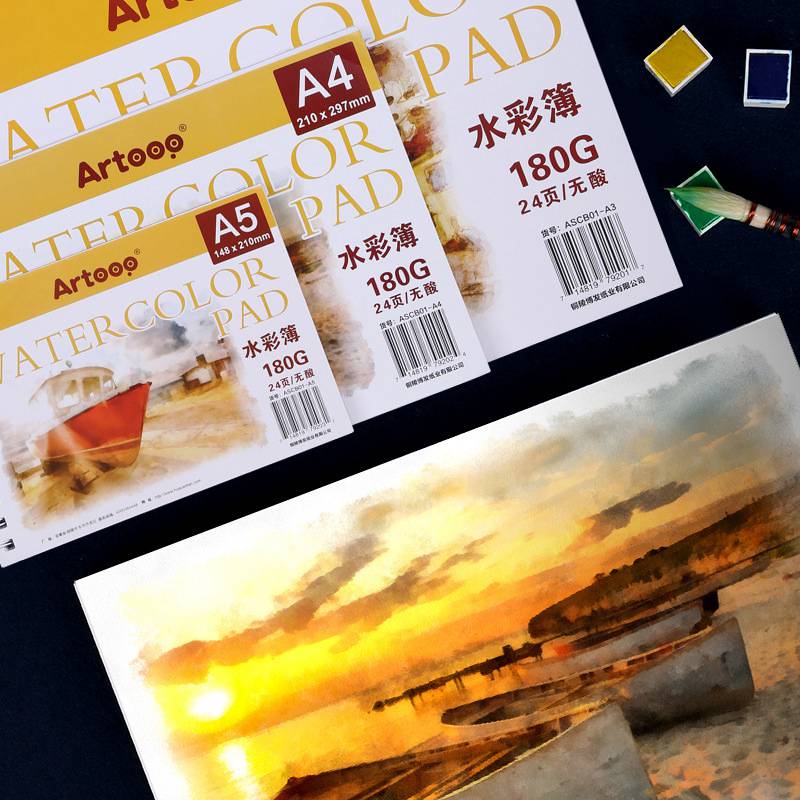 A3/A4/A5 Watercolor Paper 24 Sheets Hand Painted Sketch Drawing Decal Watercolour Paper Pad Book Art Supplies Stationery