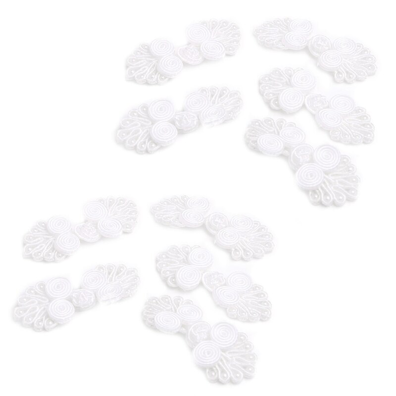 2022 10 Pairs Beaded Chinese Frog Closure Buttons Knot Fastener Sewing Handmade Craft