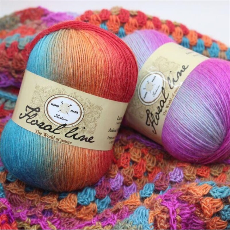 1pc 100g sektion farvet uld regnbue garn hånd strik hæklet tykt garn gør det selv håndværk varmt tørklæde sweater pude 360m