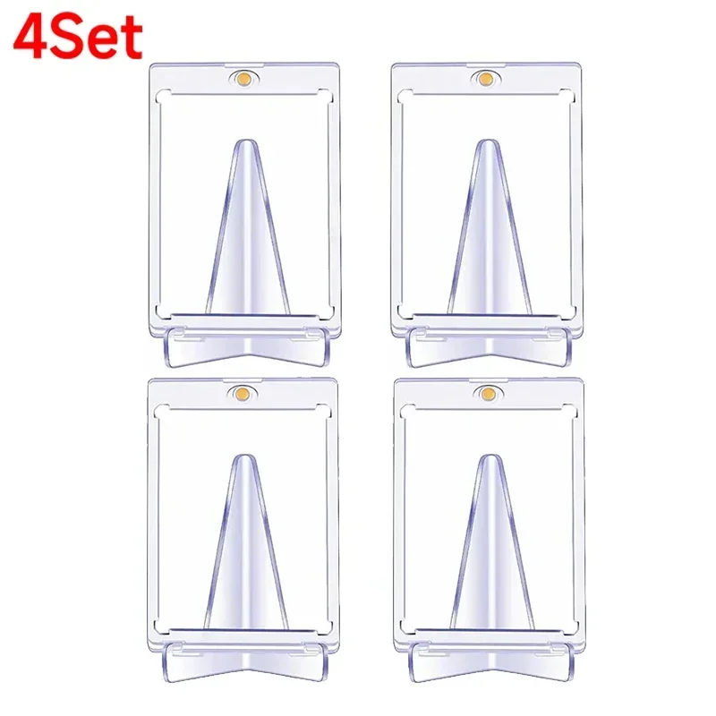 10-1PCS Magnetic Cards Holder for Trading Card Support Set Arcylic Triangle Card Display Stand Waterproof Transparent Protector: Pink