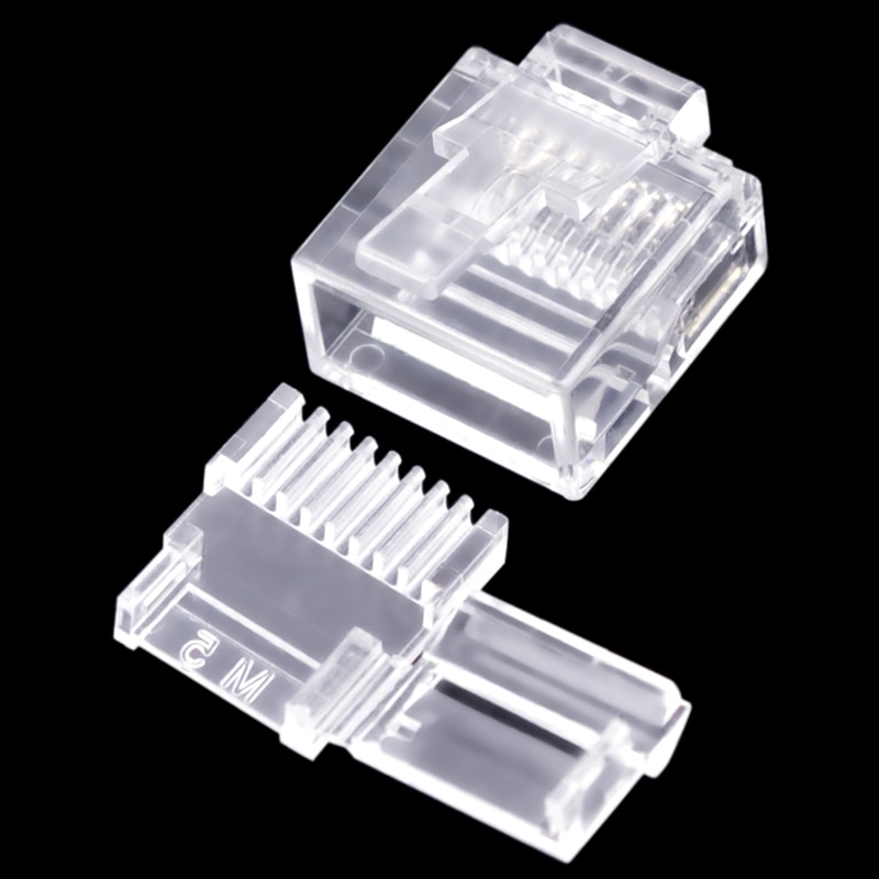 CNCOB Cat6 utp korte lichaam, twee stukken, platte kabel rj45 connector 8P8C modulaire netwerk connector Ethernet computer plug 50 stuks