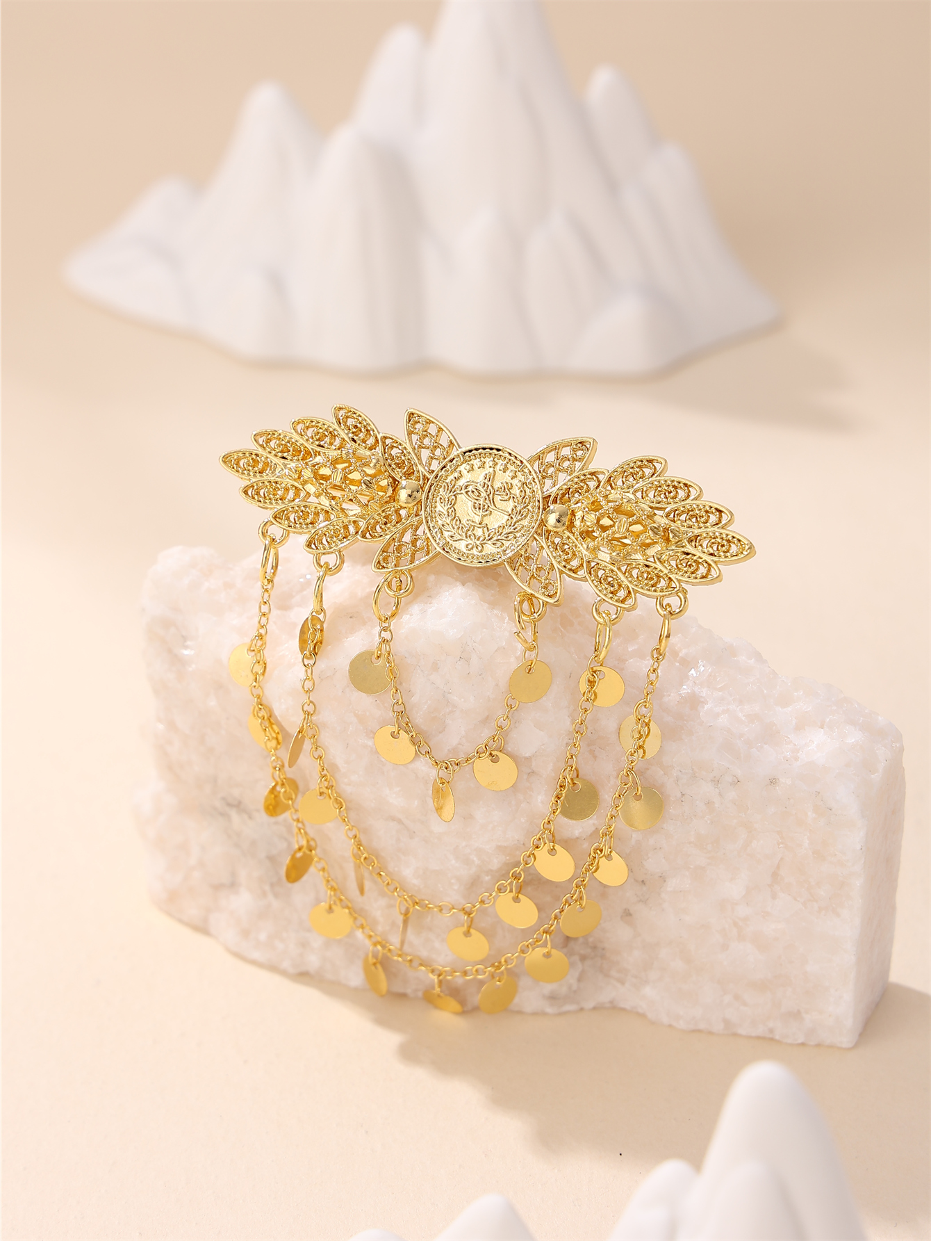 Pinza para el pelo de mariposa para mujer, de borla multicapa, accesorio para el pelo de boda para novia de Oriente Medio, Clip lateral para , Festival de Gala