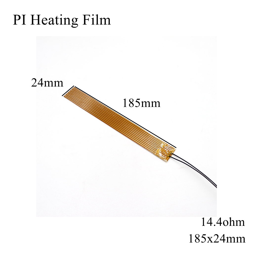 150X10Mm 5V 12V 24V 110V 220V Pi Verwarming Film Polyimide Adhesive Elektrische heater Plaat Panel Pad Mat Brandstof Folie Olie Motor Tank: 185x24mm
