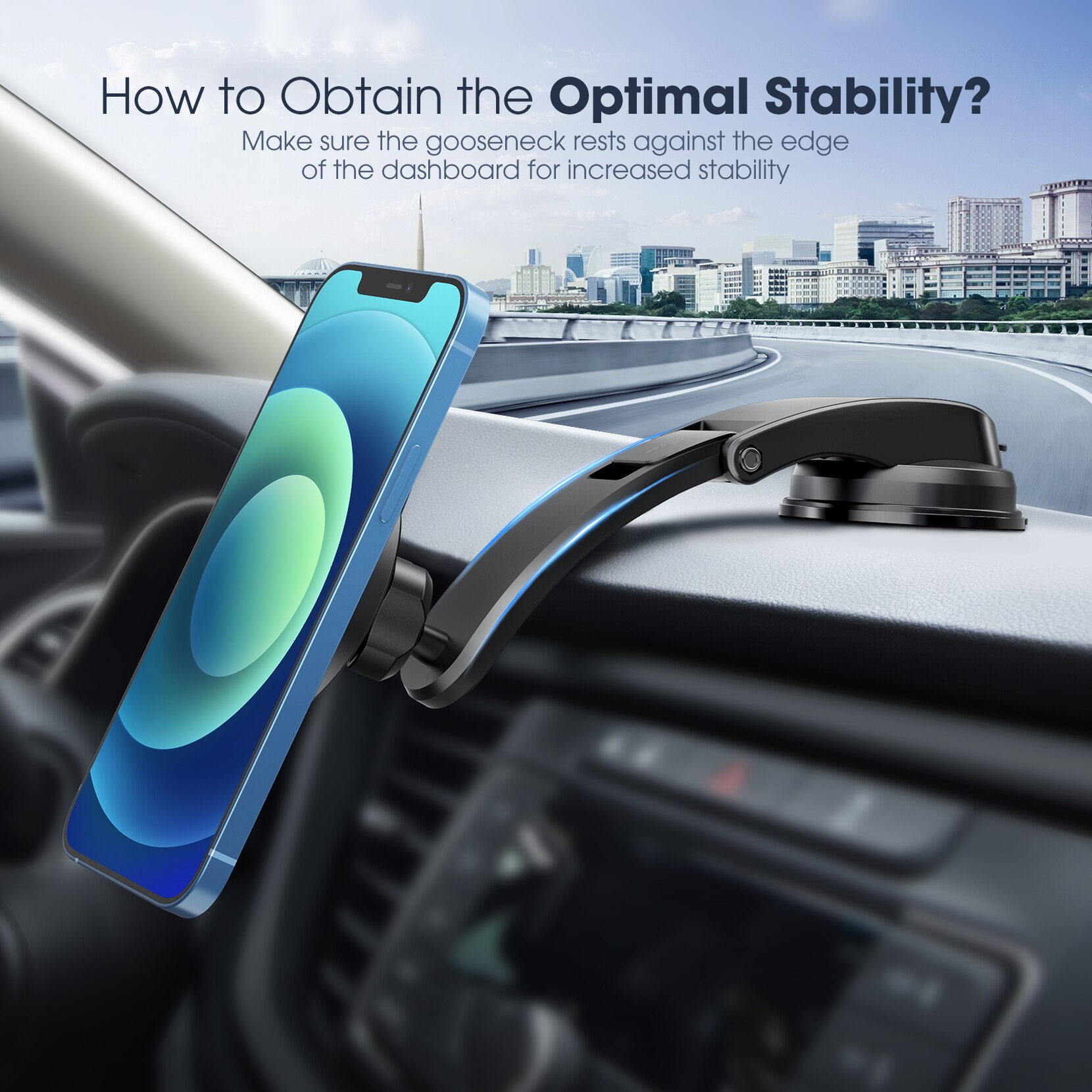 Mpow CA171 Universal Magnetic Phone Car Mount Holder Strong Suction Magnet Car Phone Mount for iPhone 13/12/11 Pro Max XS XR