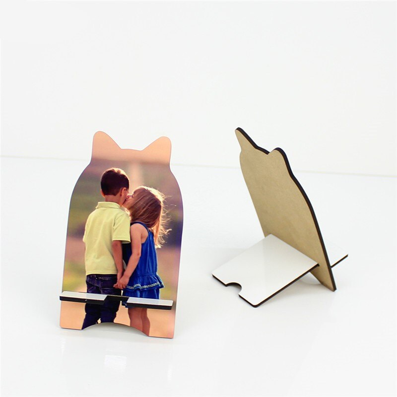 12 stuks/partij blanco sublimatie mdf houten diy telefoonstandaardhouder schattige rechthoekige bureaustandaard sublimatie inkt transferdruk: 004