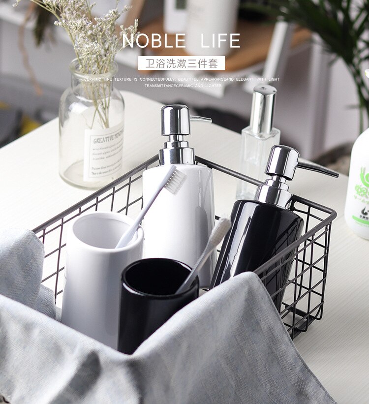 MOIIO distributeur de savon liquide, accessoires de salle de bains, shampoing, Simple, Gel douche, noir, blanc, bouteilles à pression en céramique