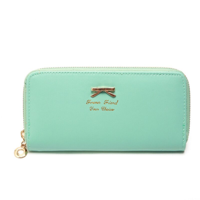 Lungo delle donne Del Raccoglitore di Bowknot Regalo di Modo Bello Sacchetto Dei Soldi del Supporto di Carta di Credito di IDENTIFICAZIONE Kawaii Della Signora Portatile Per Le Ragazze Lungo Femminile borsa: Tea green