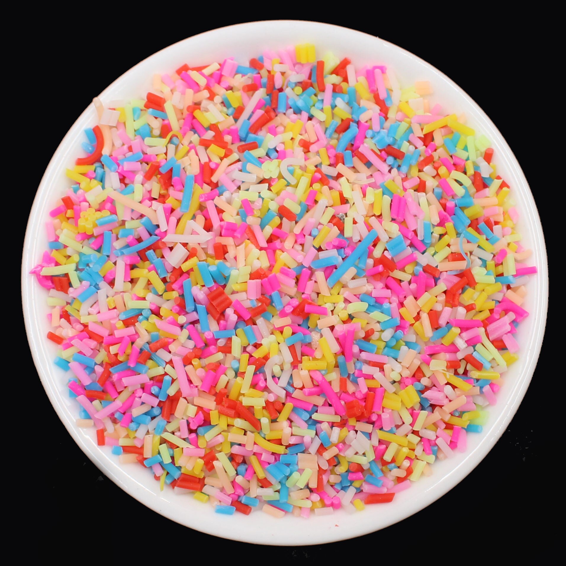 100 g/lote grãos de doces fatias de argila de polímero cilíndrico polvilhos para artes e decoração móvel diy artesanato acessórios de enchimento