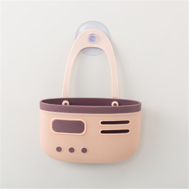 Drain Storage Hanging Basket Kitchen Small Things Utensils Shelf Plastic Saving Space Rack Bag Sink: pink