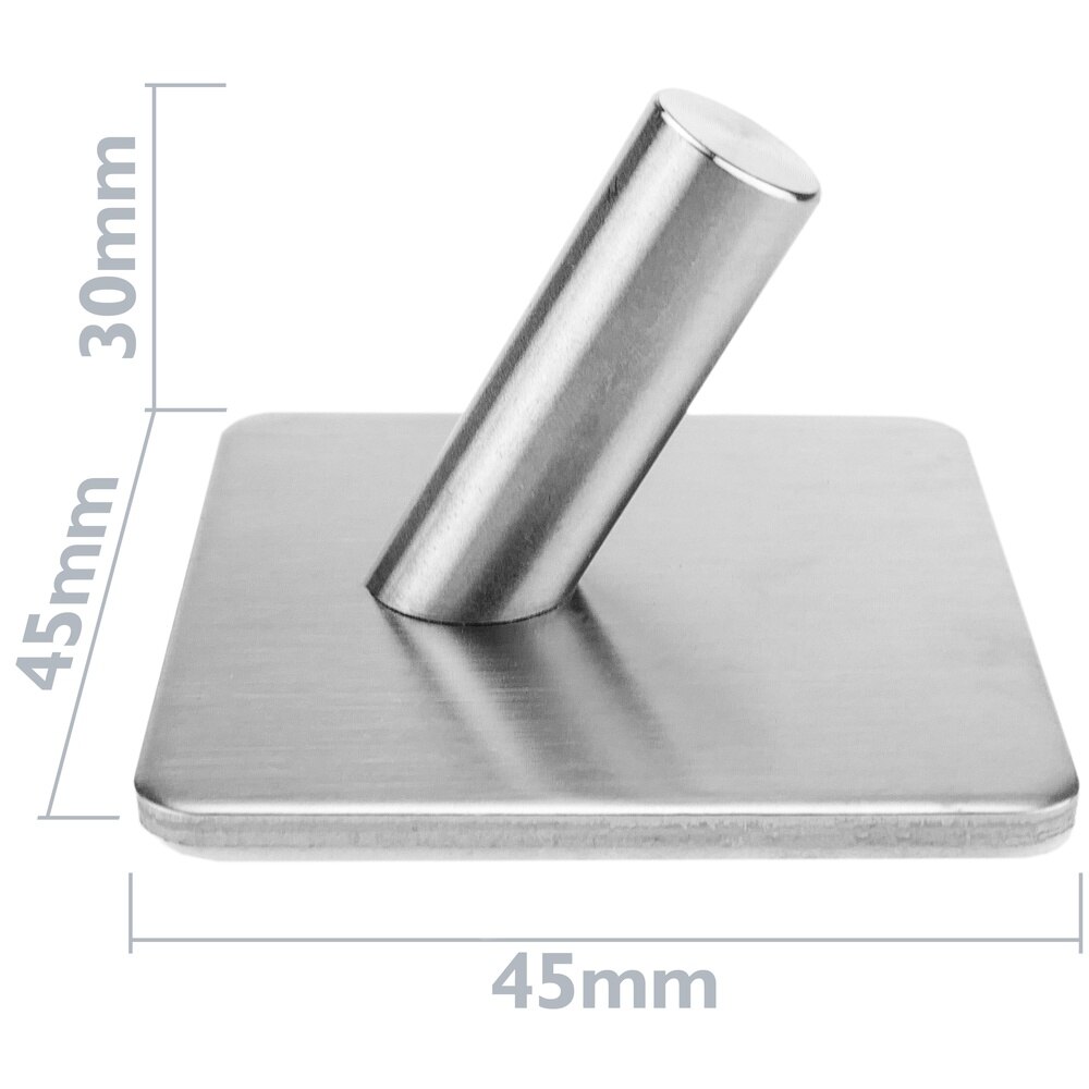 Primematik-Rvs Muur Kapstok. Kleerhanger En Handdoekenrek Met 1 Haak Geneigd 4-Pack