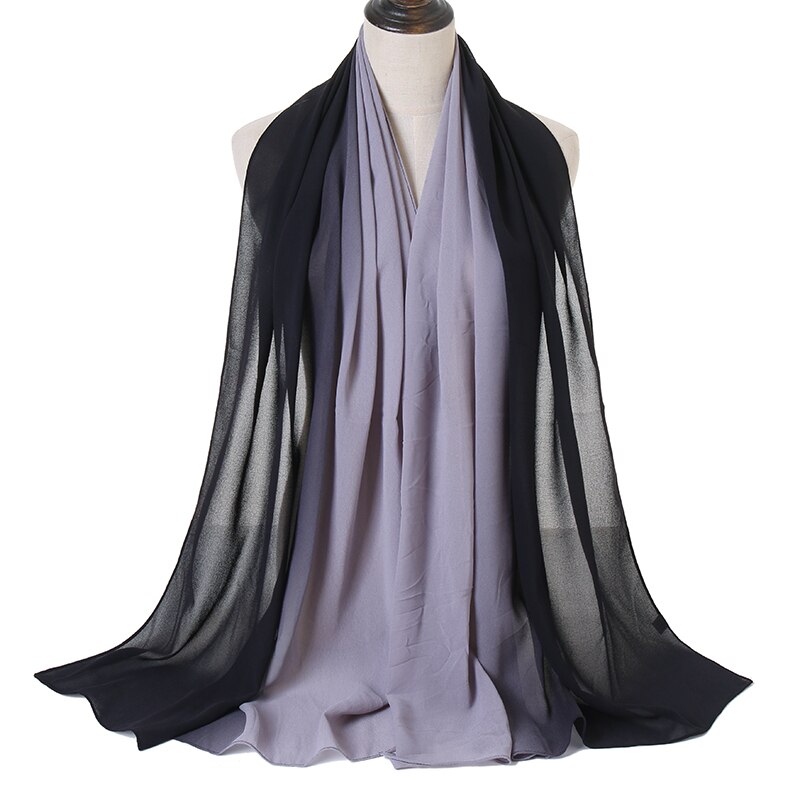 Laven Newest Gradient Bubble Chiffon Scarf Women Muslim Hijab Large Size Ombre Scarves Chiffon Shawl Female Islamic Bandana: 13