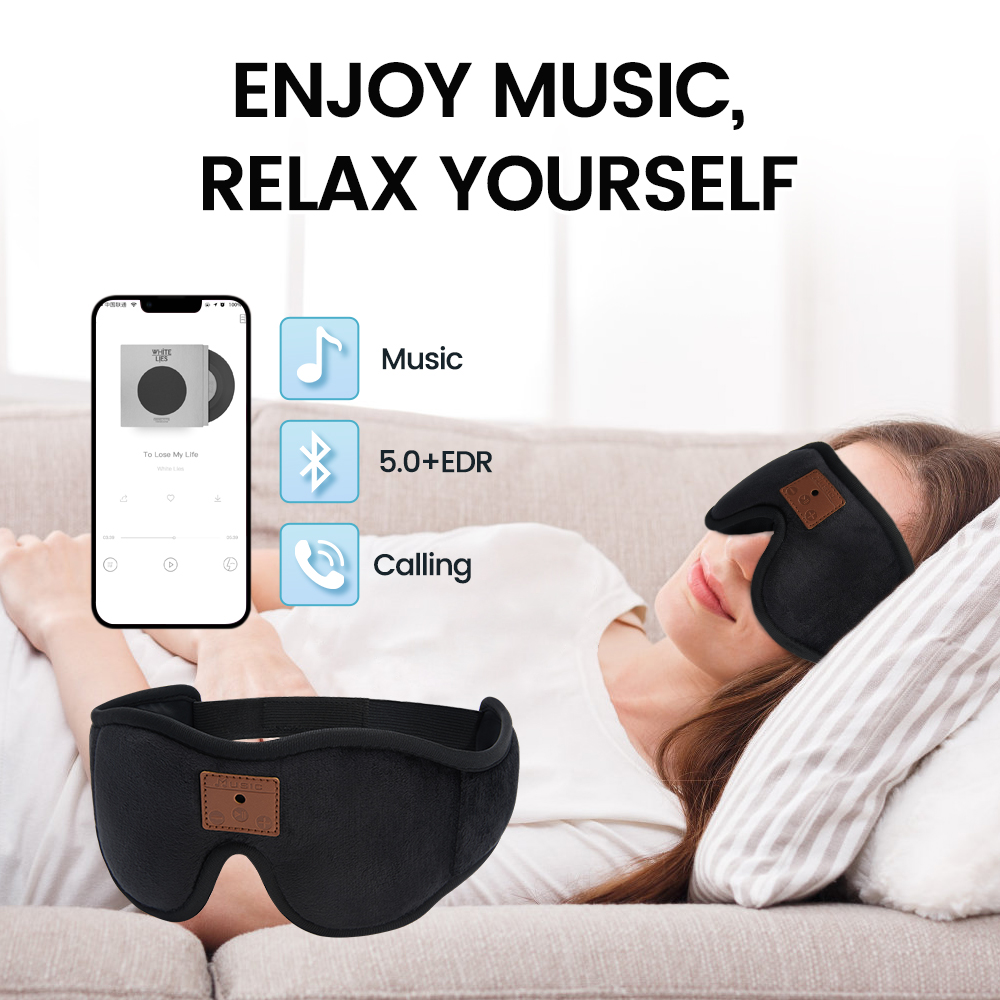 Slaap Masker Bluetooth 5.0 + Edr Draadloze 3D Oogmasker Wasbaar Slapen Masker Voor Mannen Vrouwen Kantoor Dutje Vliegreizen comfort Eye Covers