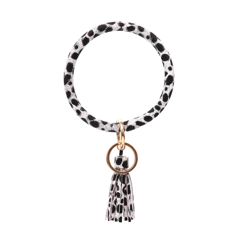 PU Lederen Armband Sleutelhanger voor Vrouwen Mode Luipaard Polsbandje Sleutelhanger tassel Bangle Sleutelhanger Pols Accessoires