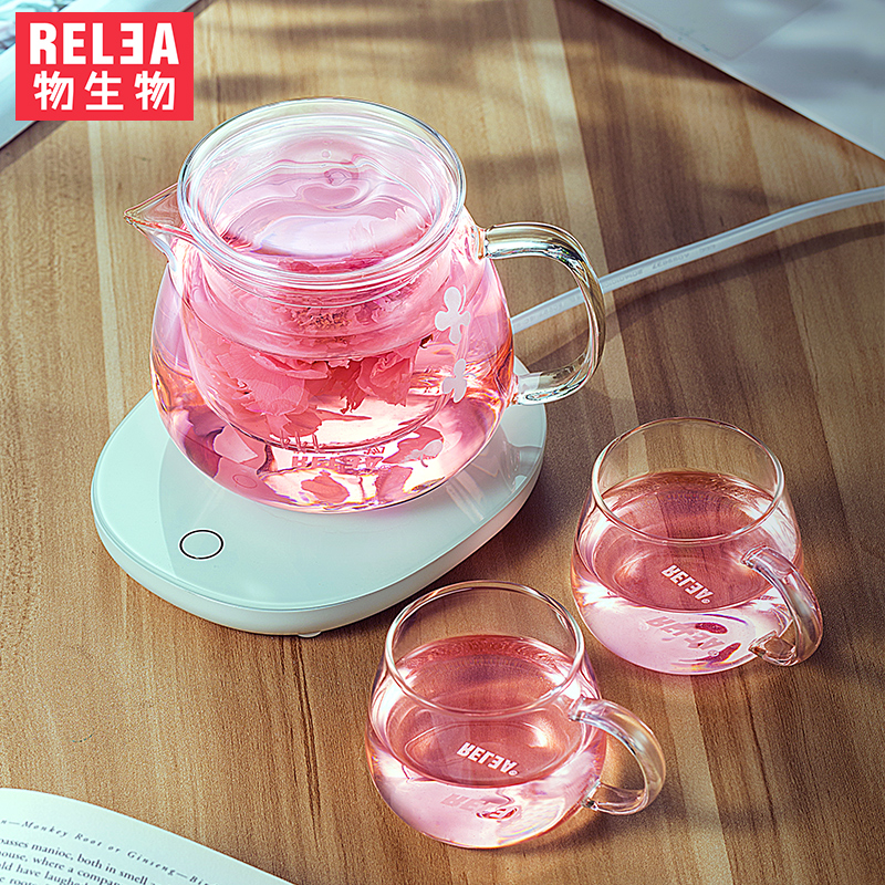 Handcraft-tetera eléctrica de cristal resistente al calor, Filtro de vidrio, calentador de temperatura constante, tetera eléctrica, combo de tazas