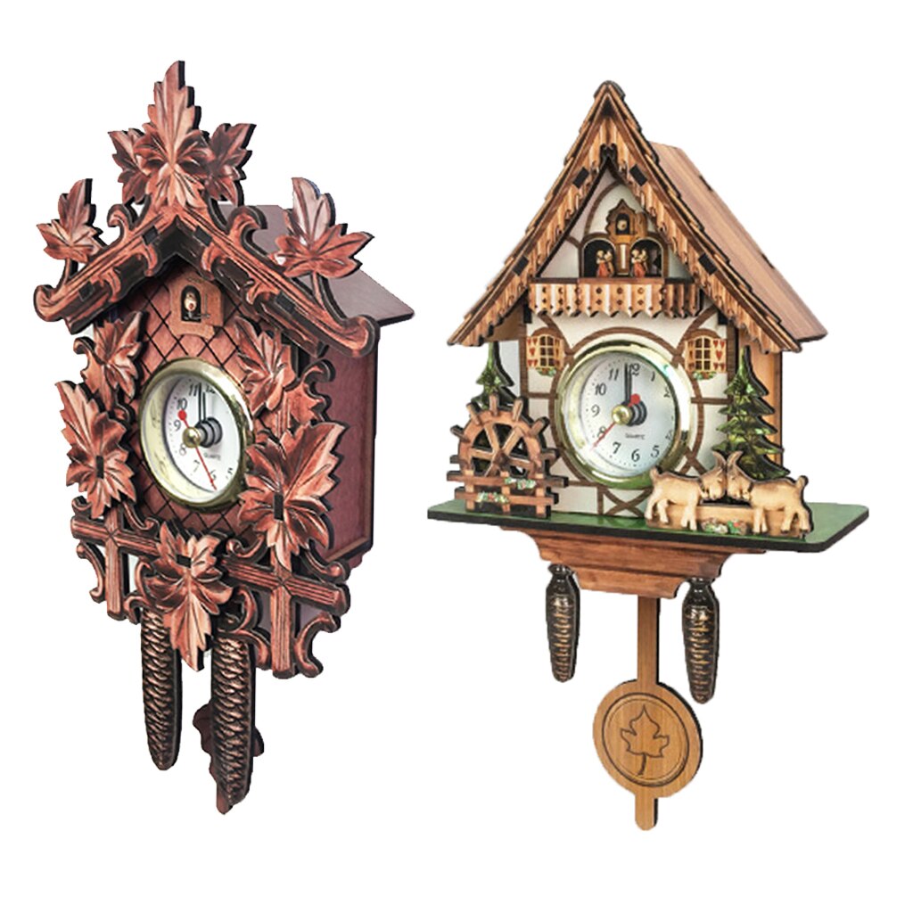 2pz Antico Disegno Orologio A Cucù Movimento Al Quarzo Orologio Da Parete Artigianato Decorativi