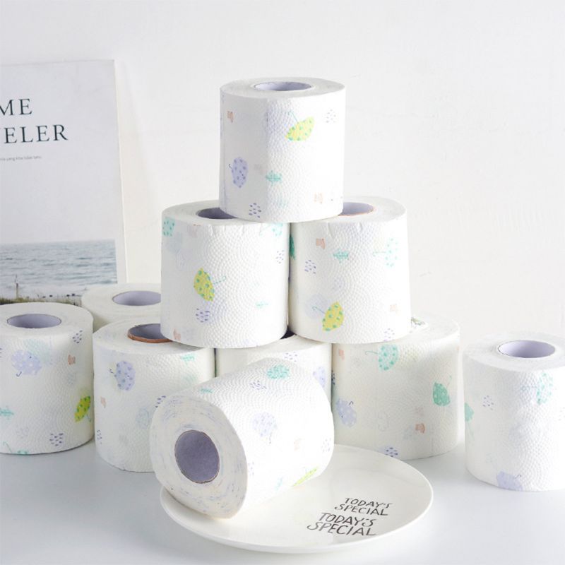 12 rotoli di Carta Igienica Nessun Agente Fluorescente Morbido Stronge 3-piega Lenzuola Bagno Del Tessuto Bello e Romantico di Stampa