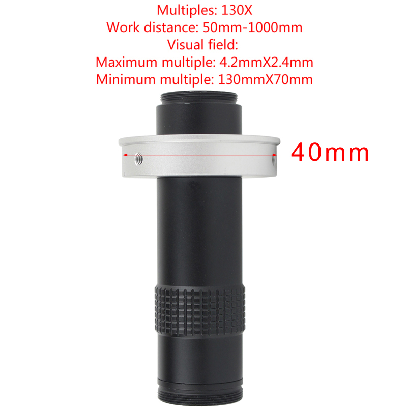 Adjustable Magnification 100X 130X 180X 200X 300X 360X 500X Zoom C Mount Lens For HDMI VGA USB Industry Video Microscope Camera: Red