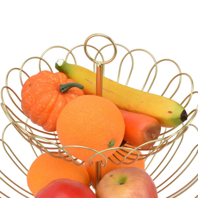 Goud Fruit Mand Geometrische 2 Tier Fruitschaal Grote Capaciteit Voor Home Decoratie