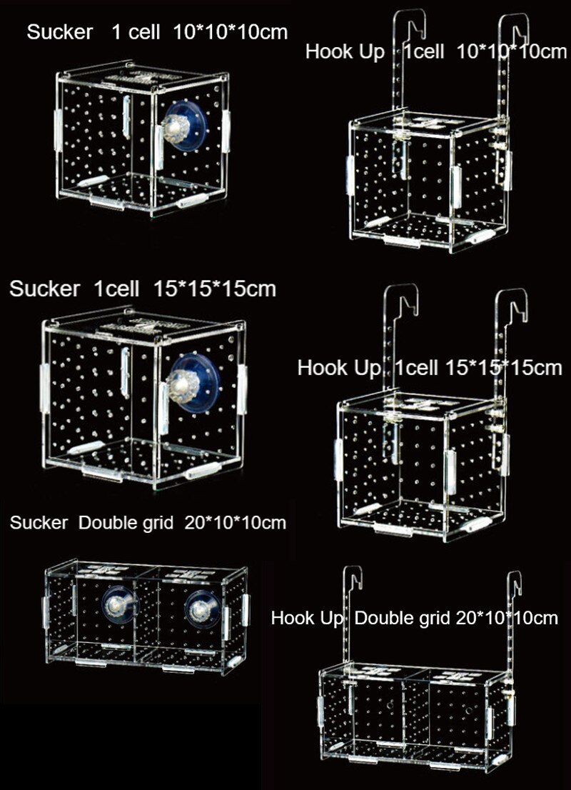 Acrylic transparent isolation box for fish tank aquarium fish fry hatching reproduction single and double grid