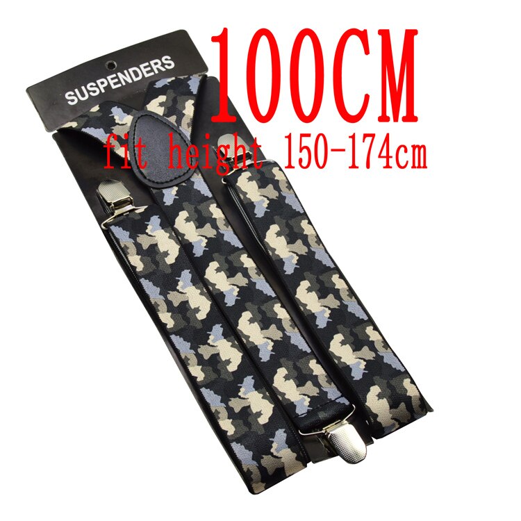 120 cm heren Unisex Clip-op Bretels Elastische 3.5 cm Breed Camo Groen groter Bretels Y-back jarretel & Retail: 100CM