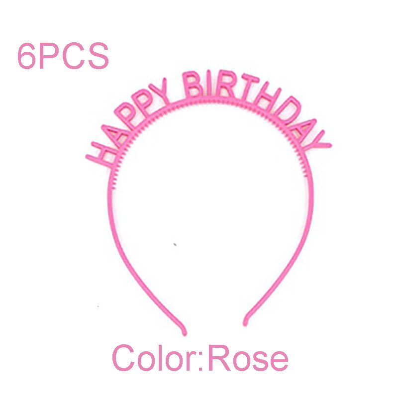 Diadema de feliz cumpleaños para niña, sombrero colorido para de cumpleaños, Macaron, 6 unids/paquete: 6PCS Rose