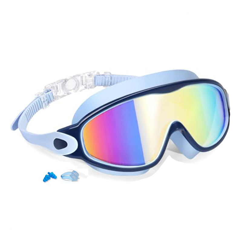 Kids Large Frame Swimming Goggles Colorful Anti-Fog UV380 Protection Clear Vision Goggles for Children And Youth (3-14 Years): Red