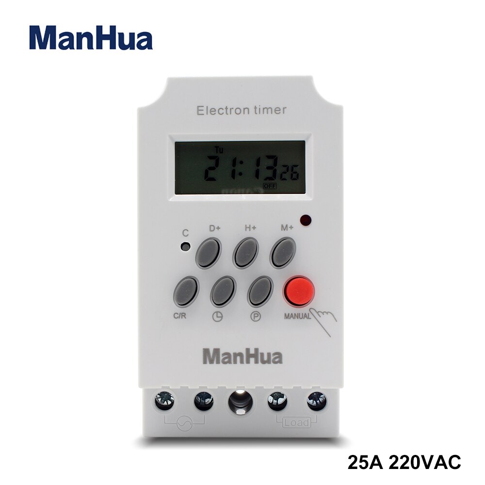 ManHua KG316T-II Digital Programmable Timer Din Rail Time Switch 220VAC 25A Digital Timer Switch For Home