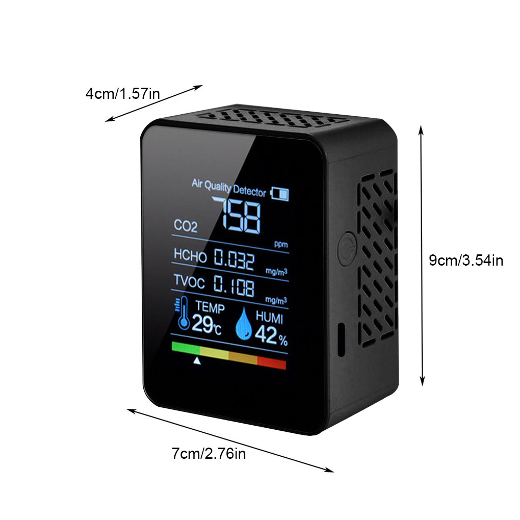 5in1 CO2 Meter Digital Temperature Humidity Tester Multifunctional Carbon Dioxide TVOC HCHO Detector Air Monitor