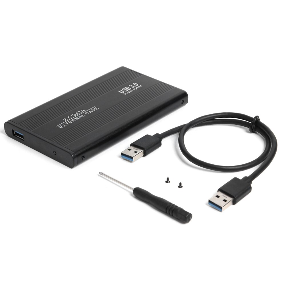 2.5 tums usb 3.0 extern hdd-hölje låda sata till usb 3.0 hdd hårddiskfodral 5 gbps aluminium ssd-låda stöd 3tb för bärbar dator: Svart