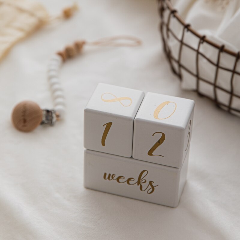 1set Baby Milestone Wooden Block Baby Photography Milestone Memorial Monthly Newborn Commemorative Card Number Photo Accessories