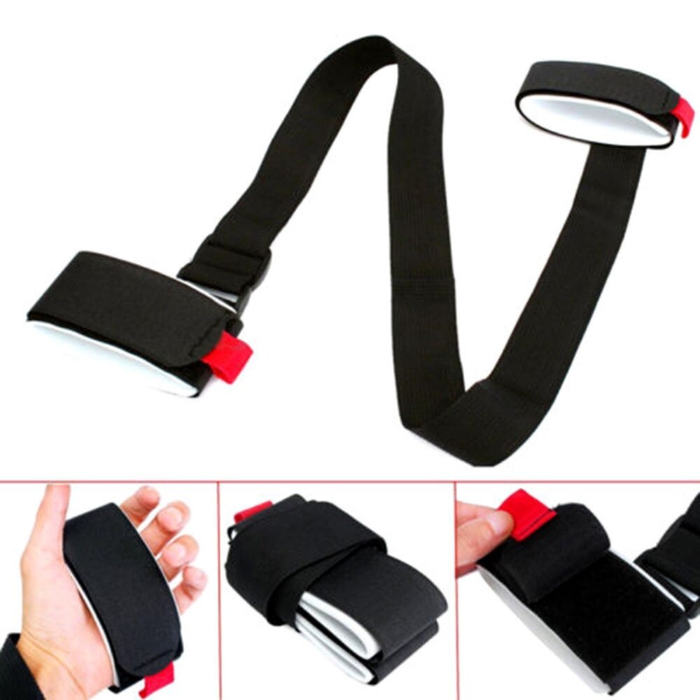 Outad justerbar skistang skulderholder lash håndtag stropper porter krog løkke beskytte sorte nylon ski håndtag rem tasker