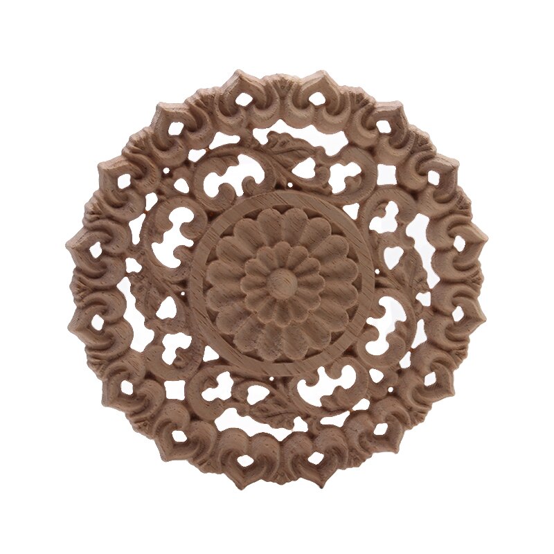 Wood Decal Furniture Decoration Accessories Wood Applique Flower Wood Decal Antique Exquisite Long Flower Wooden Window