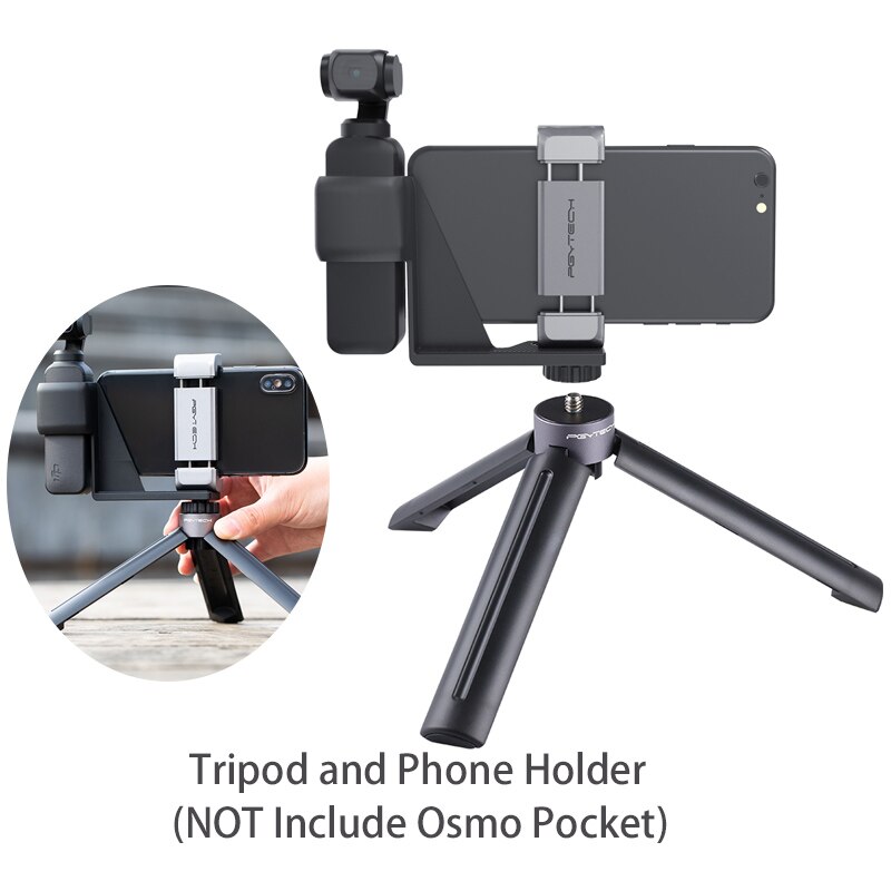 PGYTECH Phone Holder Bracket for DJI Osmo Pocket Expansion Accessories Set & Tripod Extension Rod for DJI Osmo Pocket: Glod
