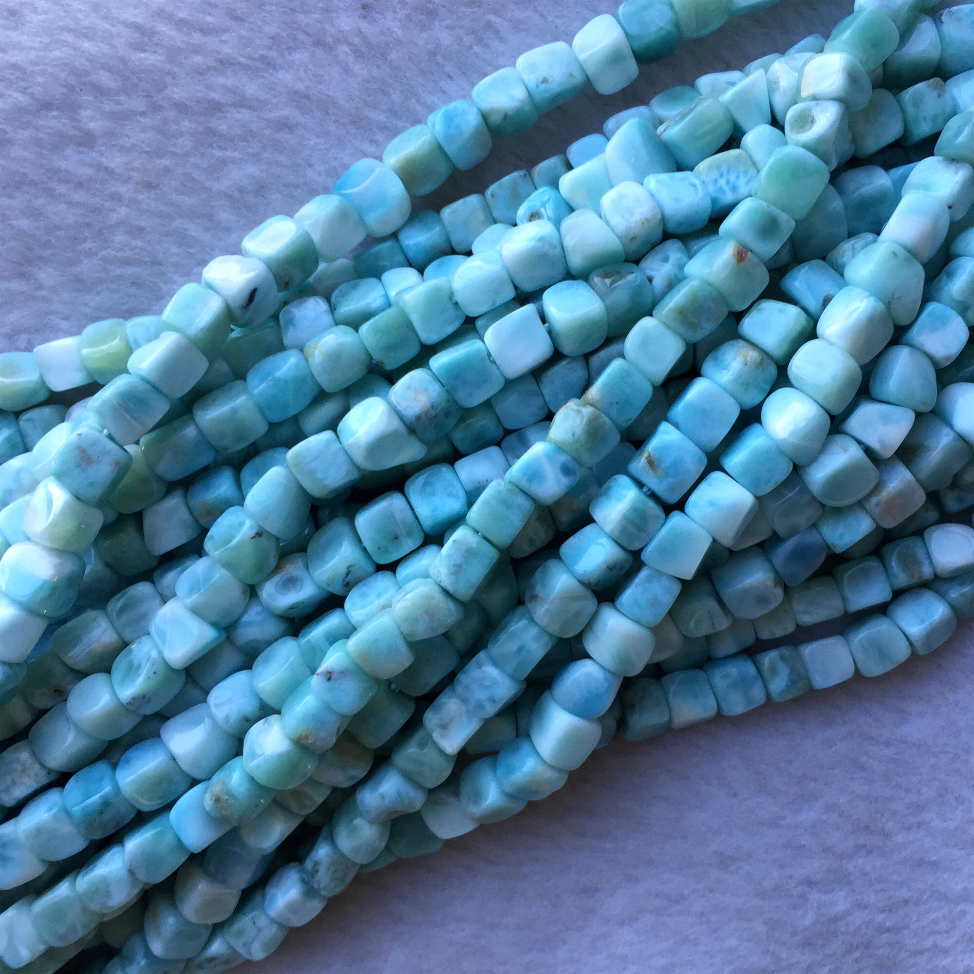 Dominicana Natural Genuine White Blue Larimar Cube Nugget Free Form Fillet Irregular Pebble Loose Beads Fit Jewelry 15" 06207