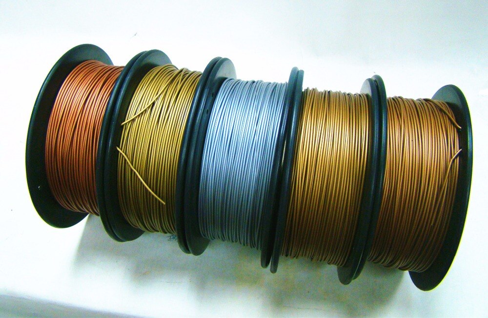 Filamento de impresora 3D, 20% de Metal basado en PLA, 1,75mm/3,0mm, 0,5 kg/1.1lb, cobre/latón/bronce/cobre rojo/aluminio