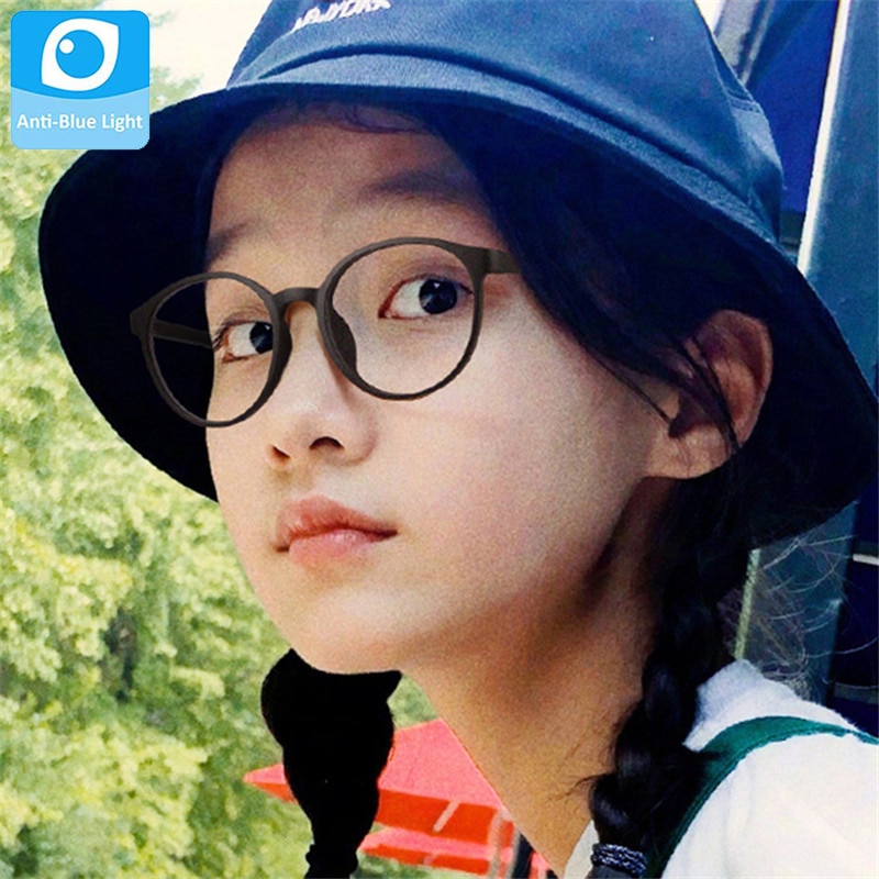 Gafas de protección contra luz azul redonda ultraligera, montura para niños, lentes transparentes, gafas para niños, gafas para niños, gafas para niñas