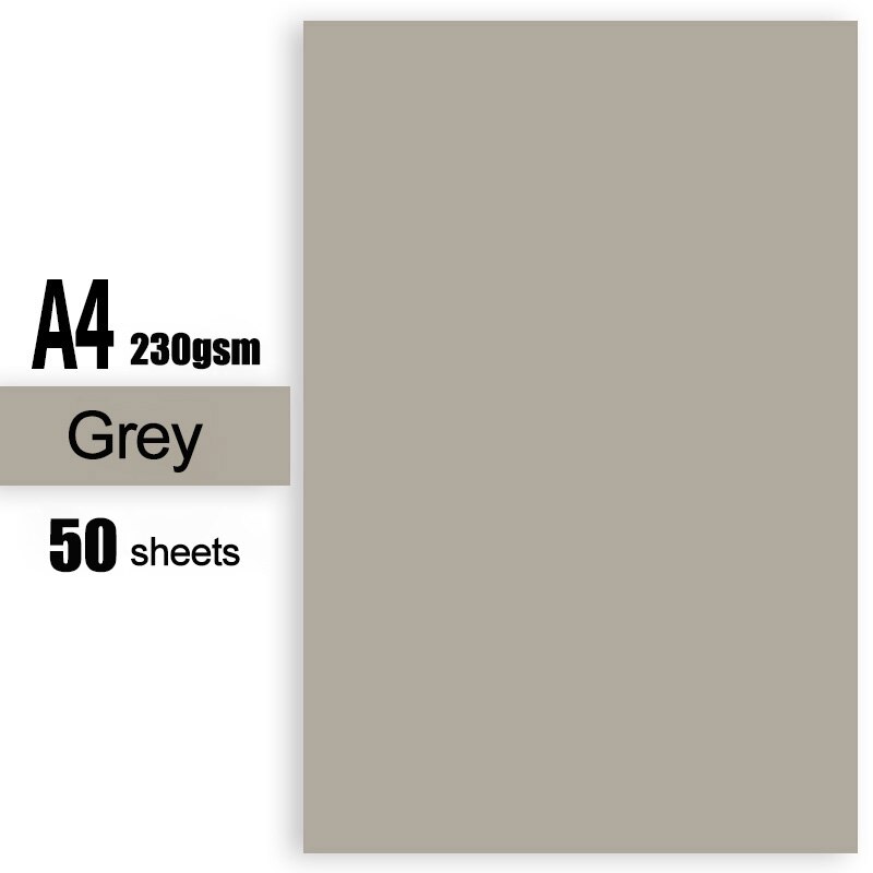 230gsm 50 Sheets Kids Paperboard Multicolor Specialty Paper Handmade Cardstock Craft Paper: Grey