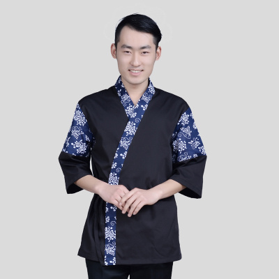 Japan Stil Koch einheitliche Japanischen Koch Service Kimono arbeits tragen Restaurant arbeit kleidung Werkzeug Uniform Japan Koch Jacken: Schwarz oben / XL