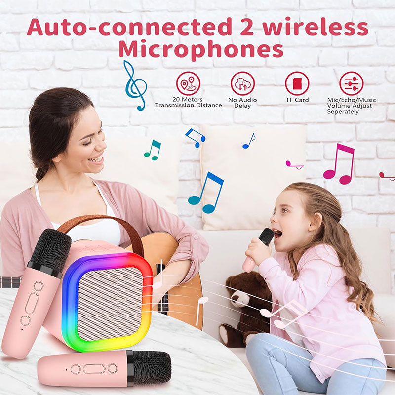 Micrófonos profesionales para niños para cantar, caja de sonido BT, Mini altavoz Blootooth, máquina de Karaoke, conjunto completo de equipo Bluetooth para el hogar
