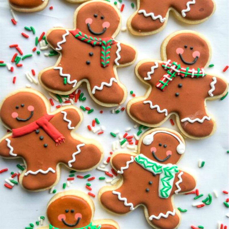 KENIAO Kerst Cookie Cutter Set-5 Stuk-Sneeuwvlok, Kerstboom, Gingerbread Man, Santa Gezicht, leaping Rendier Cutter