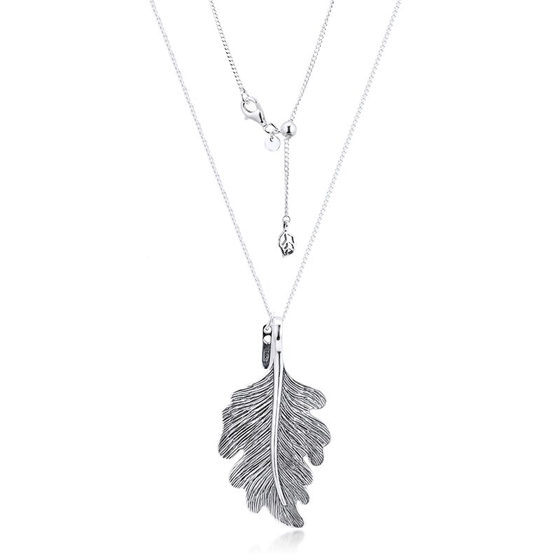 Ægte 925 sterling sølv kæde halskæder egetræsvedhæng halskæde til kvinder fest bryllup smykker collier