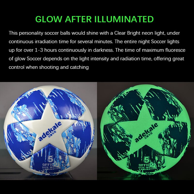 Glow In Dark Soccer Ball Seamless Wear Resistant Durable Training Ball Adults Kids Night Match Glowing Soccer Balls Size 5 4