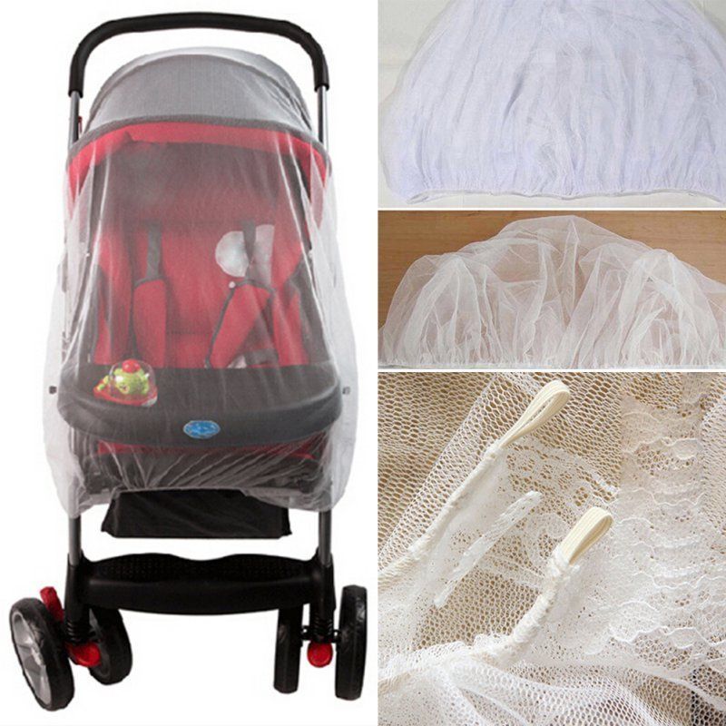 Bebê recém-nascido da criança infantil carrinho de bebê crip rede pushchair mosquito inseto rede de malha segura buggy branco