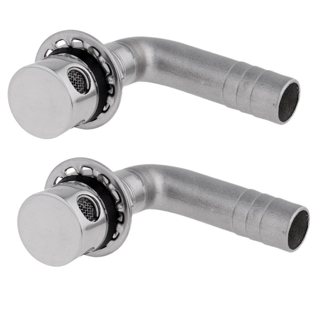 2x Universal Boat Fuel Gas Tank Vent, 90 Degree 316 Stainless Steel Flush Mount Oil Water Vent for 1/2 to 3/5 inch Tubing