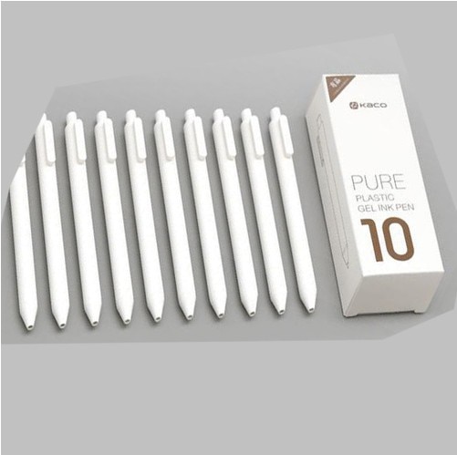 Xiaomi-bolígrafos KACO originales para firmar, bolígrafos duraderos de 0,5mm, recargables, 10 unids/paquete, tinta negra japonesa, papelería escolar: KACO 10PCS white
