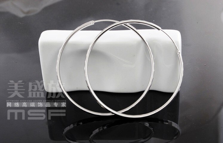 Klassische 6cm kreis 925 sterling silber weibliche damen hoop ohrringe schmuck geburtstag