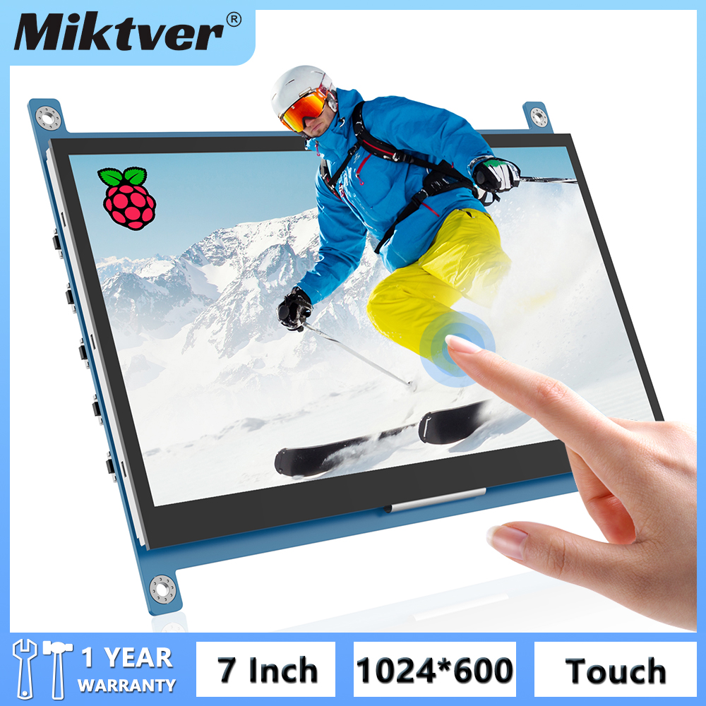 Miktver Raspberry Pi 4/3/B + Display 7 "1024x600 Drive Gratis Capacitief Touchscreen Panel Geen Case Mini HDMI Monitor Voor Win 10/8/7