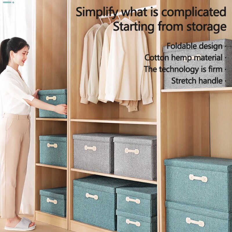 Organizers and Storage Box with Lids Closet Ornament Foldable Cube Baskets for Shelf Large Fabric Storage Bins Clothes Closet